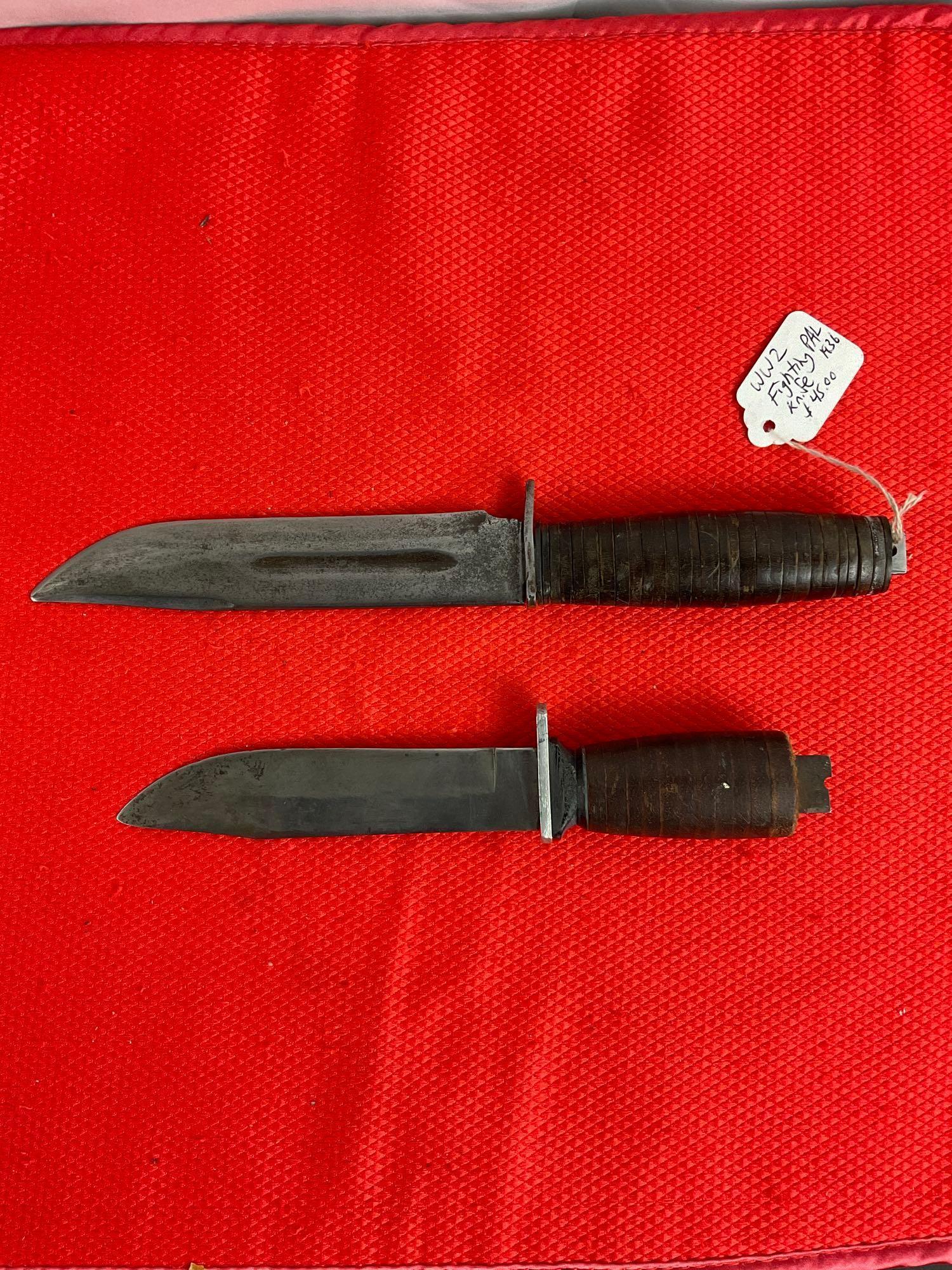 2 pcs Vintage Steel Fixed Blade Hunting Knives. Remington RH-36 & Schrade H-15. As Is. See pics.
