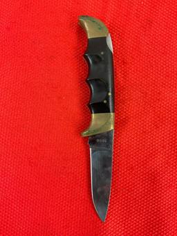 Vintage Kershaw 3" Steel Folding Blade Field Pocket Knife Model 1050 w/ Original Sheath. See pics.