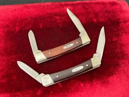 Pair of Vintage Buck 709 Double Blade Folding Pocket Knives