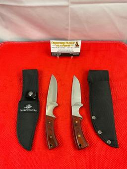 Pair of Winchester 3.5" Surgical Steel Fixed Blade Hunting Knives w/ Nylon Sheathes. See pics.