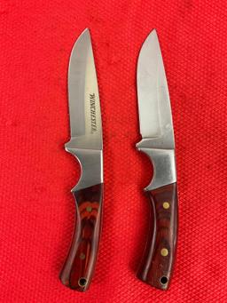 Pair of Winchester 3.5" Surgical Steel Fixed Blade Hunting Knives w/ Nylon Sheathes. See pics.