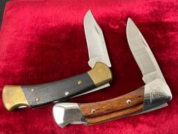 Pair of Vintage Buck Folding Knives, models 112 & 500 marked BSA on bolster, w/ cases
