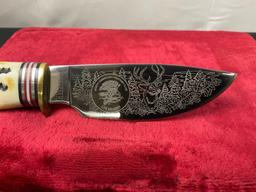 Pair of Fixed Blade Knives, Schrade Sharpfinger Knife & North American Hunting Club engraved Knife