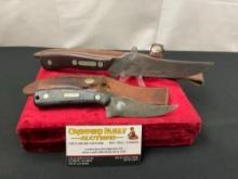 Vintage Schrade Old Timer Knife Model 15OT Deerslayer w/ Leather Sheath & Sharpfinger Knife