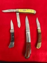 4x Folding Blade Pocket Knives w/ Wood & Steel Handles incl. Master Knives