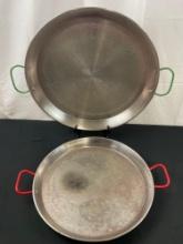 Pair of Steel Paella Pans, 21.5 & 18 inches