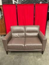 Modern Natuzzi Hazelnut Brown Leather Two Seat Couch or Loveseat. Excellent Condition. See pics.