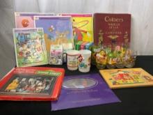 Collection of Kids Puzzles, Flash Cards & Glasses, Sesame Street, Disney Animation Cel, Care Bears