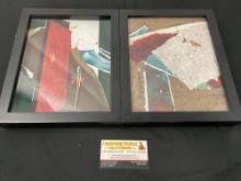 Framed Pair of Paper Collages by Susan Kimmel titled Winter Day & Distant Shores