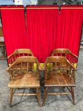 4 pcs Vintage Handsome Matching Leopold Stickley Original Cherry Captain's Tavern Chairs. See pics.