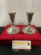 Pair of Duchin Creations Weighted Sterling Silver Candlesticks, 436.7 grams total weight