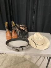 Cowboy Lot w/ Arango Ostrich Skin Boots, El Dorado Python Boots, Resistol 7 3/8 Hat, &