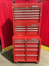 Craftsman 3-Tier Rolling Red Metal Machinist's Tool Cabinet w/ 100+ pcs Tools & Hardware Assortme...
