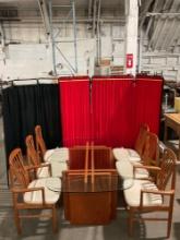 Danish Mid-Century Modern Style Benny Linden Design Glass Topped Teak Dining Table & 6 Chairs. See