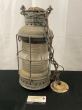 Electrified Antique Perko Marine Lantern, Clear Globe 17 inches tall