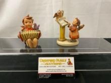 Pair of 1950-55 Hummel Figures, Accordion Boy 110/0 & #169 TMK2 Bird Duet