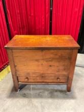 Antique Handsome Cherry? Wooden Blanket Chest w/ 1 Drawer & Brass Hardware. See pics.