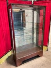 Vintage Tiger Oak Display Case w/ 8 Adjustable Glass Shelves & Glass Doors. Excellent Condition. ...