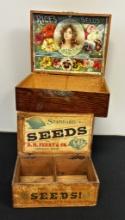 Early 1900s Seed Box - Standard, 9"x6"x4";      Early 1900s Seed Box - Rice