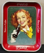 Authentic Coca-Cola Tray - Red Haired Girl, 1950s