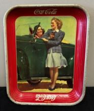 Authentic Coca-Cola Tray - Ladies W/ Car And Coke Bottles, 1942