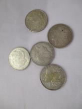 US Silver Morgan Dollars 1921-(2),  1921-D, 1921, 5 coins