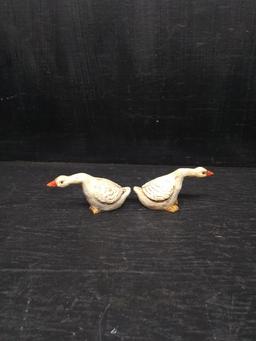 Pair of Hand Painted Wooden Goose Figures