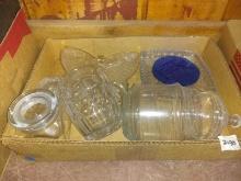 BL- Assorted Glass-Mug, Butterfly Dish, Storage Jar