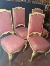 (4) Bleached Pine French Country Upholstered Chairs (x4)