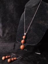 Brown Beaded Earrings and Necklace Set