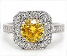 2 CT YELLOW SAPPHIRE & TOPAZ STERLING RING