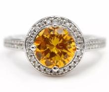 3 CT YELLOW SAPPHIRE & TOPAZ STERLING RING