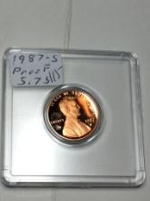 Lincoln Cent 1987 S Proof Red Cameo High Grade In Hard Plastic Case