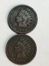 Indian Cents 1890 And 1902