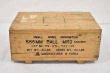 Ammo. 5.56 MM Ball. Approx. 1000 Rds & Crate