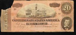 1864 $20 Confederate Note, T67 Grades xf details