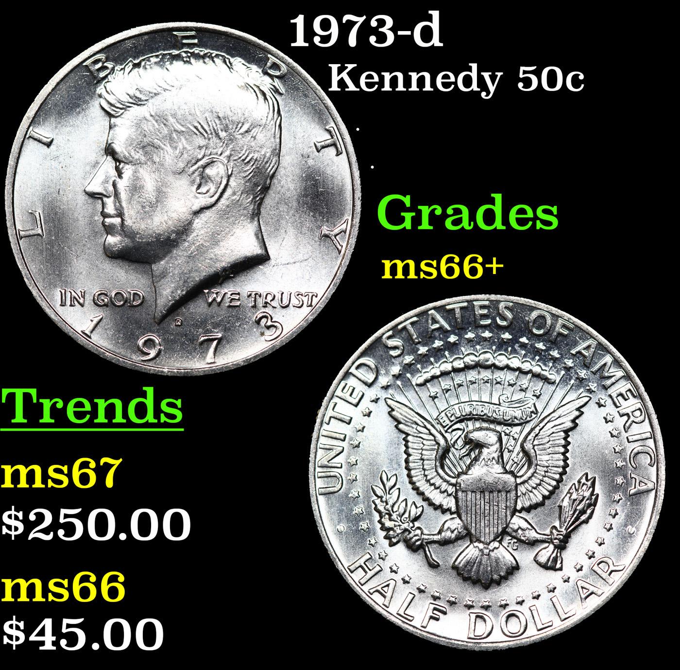 1973-d Kennedy Half Dollar 50c Grades GEM++ Unc