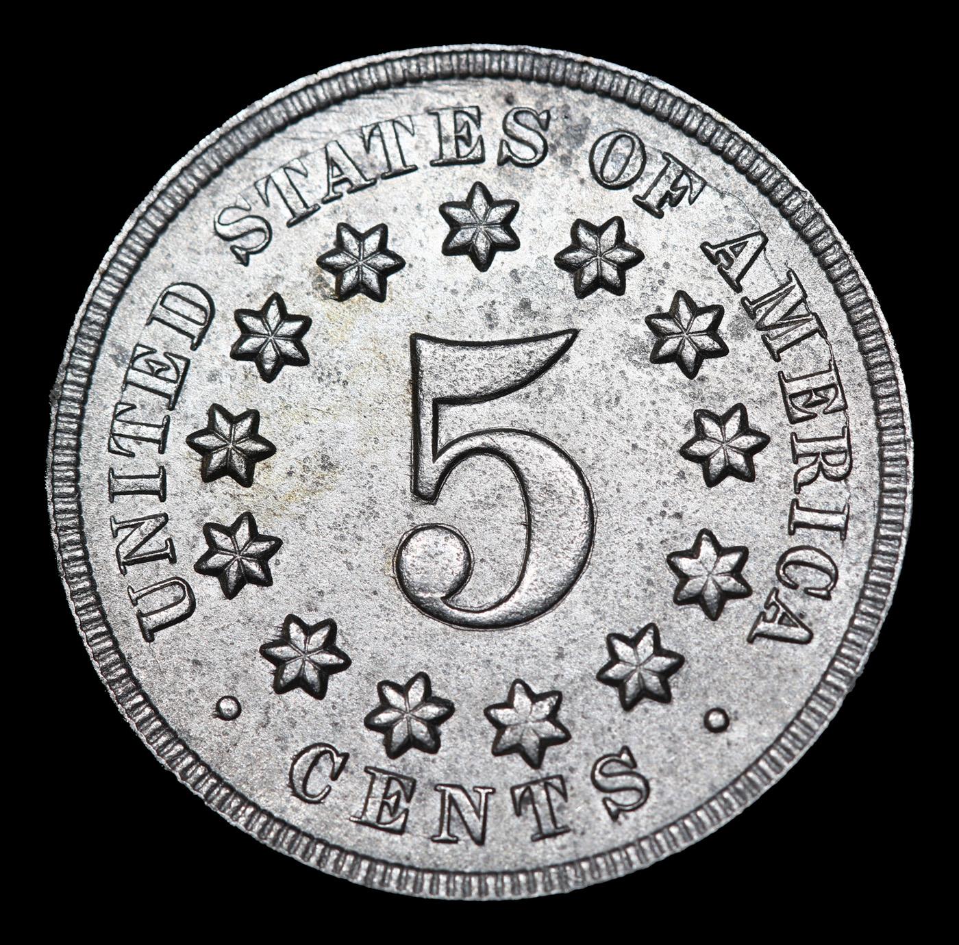 1868/8 Shield Nickel 5c Grades AU Details