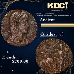 348-350 AD Ancient Rome Constans/Constantius II Fallen Horseman 19mm 5g  Ancient Grades vf