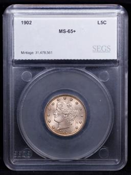 1902 Liberty Nickel 5c Graded ms65+ By SEGS
