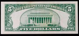 1934B $5 Blue Seal Silver Certificate Grades Choice AU/BU Slider