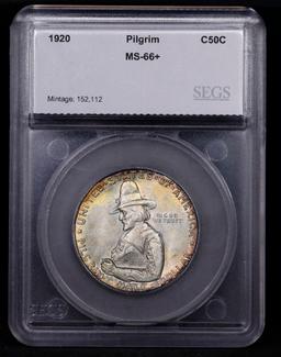 ***Auction Highlight*** 1920 Pilgrim Old Commem Half Dollar 50c Graded ms66+ By SEGS (fc)