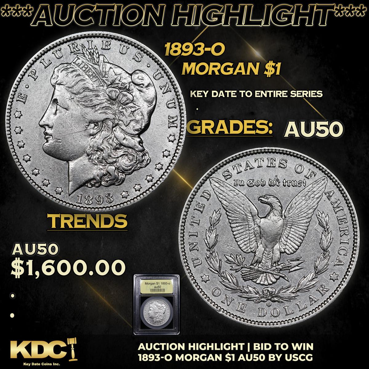 ***Auction Highlight*** 1893-o Morgan Dollar 1 Graded AU, Almost Unc By USCG (fc)