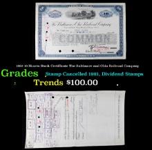 1953 10 Shares Stock Certificate The Baltimore and Ohio Railroad Company Grades