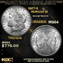 ***Auction Highlight*** 1887-s Morgan Dollar 1 GRaded ms64 BY SEGS (fc)