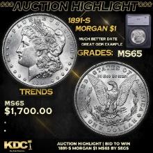 ***Auction Highlight*** 1891-s Morgan Dollar 1 Graded ms65 By SEGS (fc)