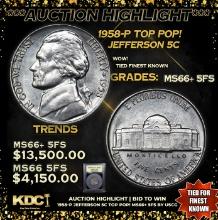 ***Auction Highlight*** 1958-p Jefferson Nickel TOP POP! 5c Graded GEM++ 5fs BY USCG (fc)