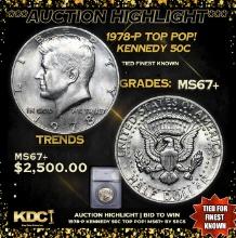 ***Auction Highlight*** 1978-p Kennedy Half Dollar TOP POP! 50c Graded ms67+ By SEGS (fc)