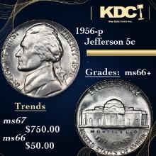 1956-p Jefferson Nickel 5c Grades GEM++ Unc