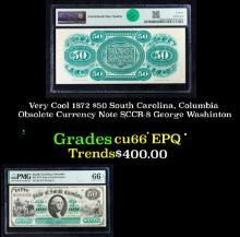 Very Cool 1872 $50 South Carolina, Columbia Obsolete Currency Note SCCR-8 George Washinton Graded cu